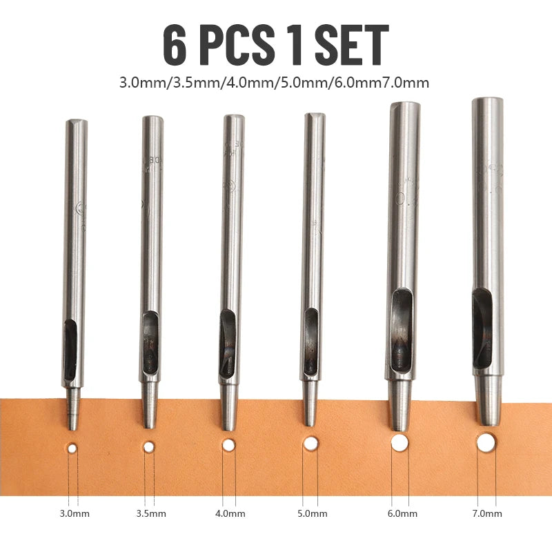 WUTA 6 Pcs Set SPC Round Hole Hollow Punch Set Sharp Steel