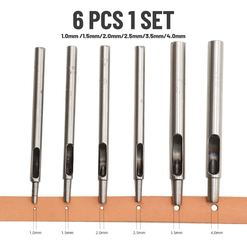 WUTA 6 Pcs Set SPC Round Hole Hollow Punch Set Sharp Steel