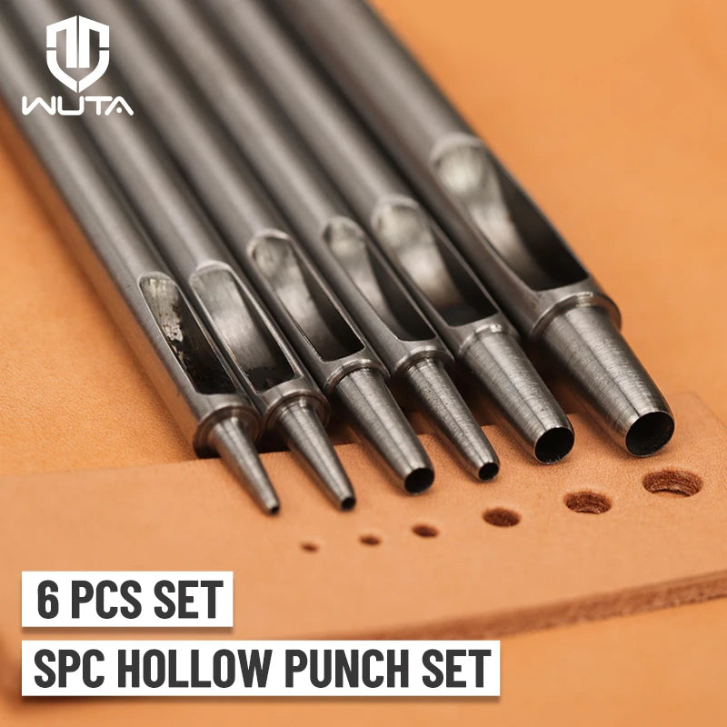 WUTA 6 Pcs Set SPC Round Hole Hollow Punch Set Sharp Steel
