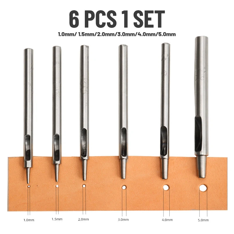 WUTA 6 Pcs Set SPC Round Hole Hollow Punch Set Sharp Steel