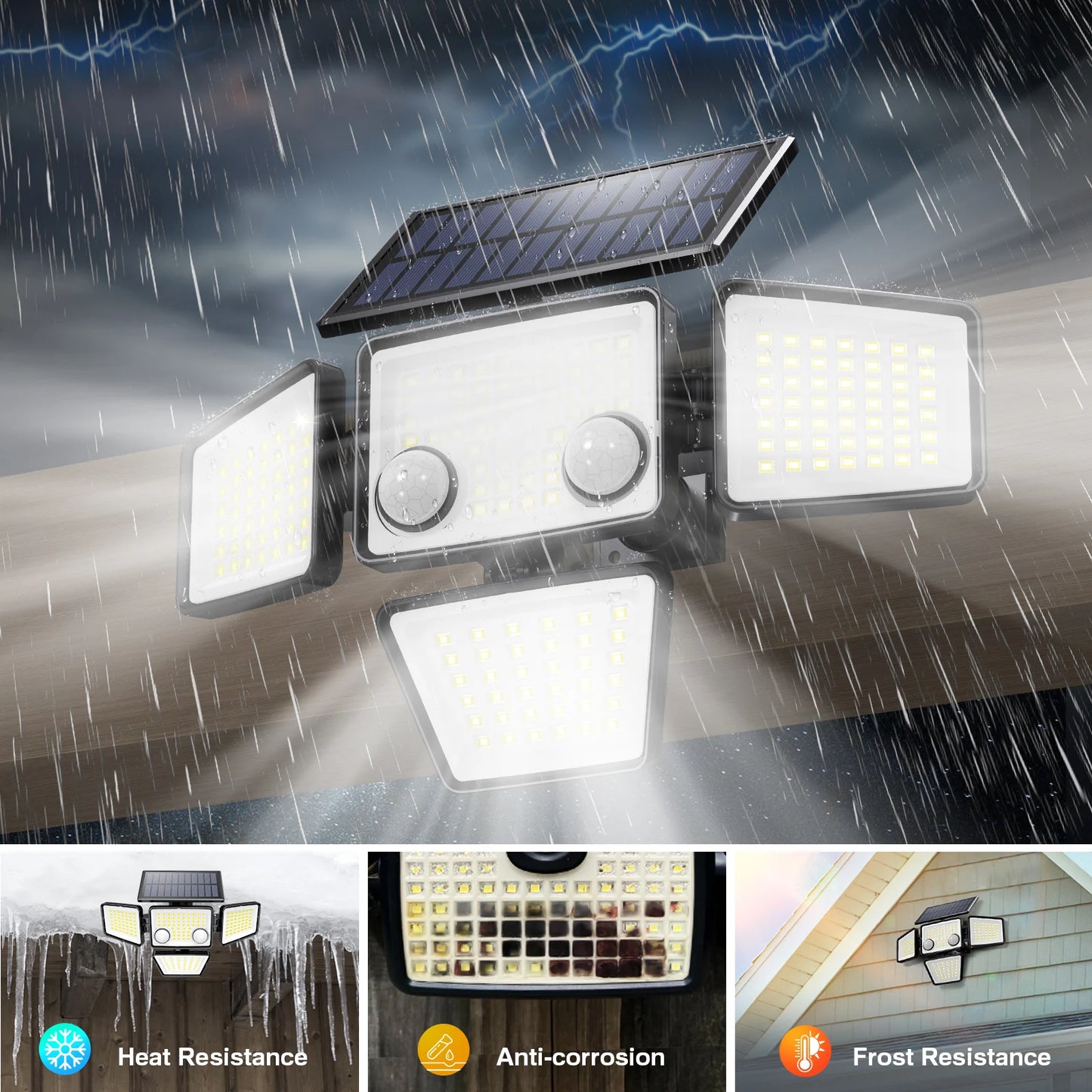 Solar Motion Sensor Lights – 3000LM 188 LED Flood Security Lights for Outdoors