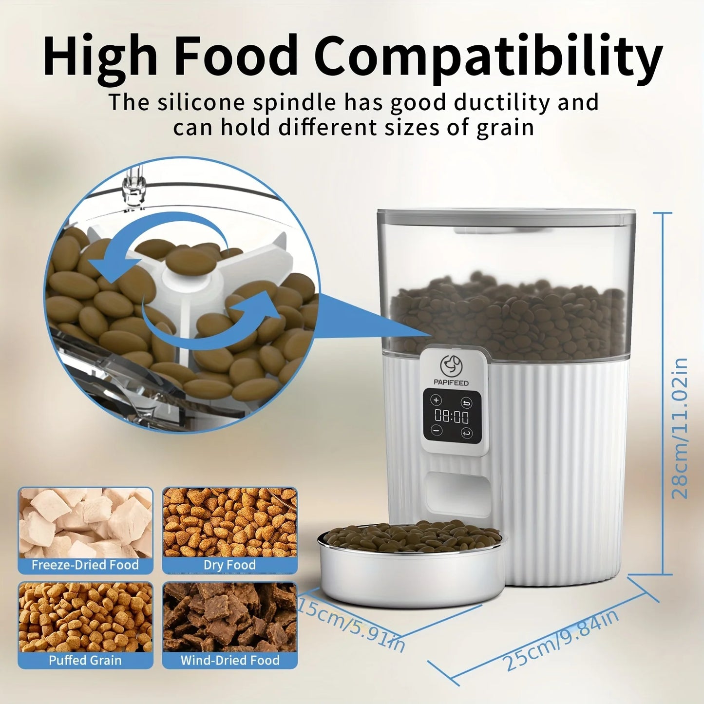 PAPIFEED Automatic Cat & Dog Feeder, WiFi Remote Smart Pet Food Dispenser