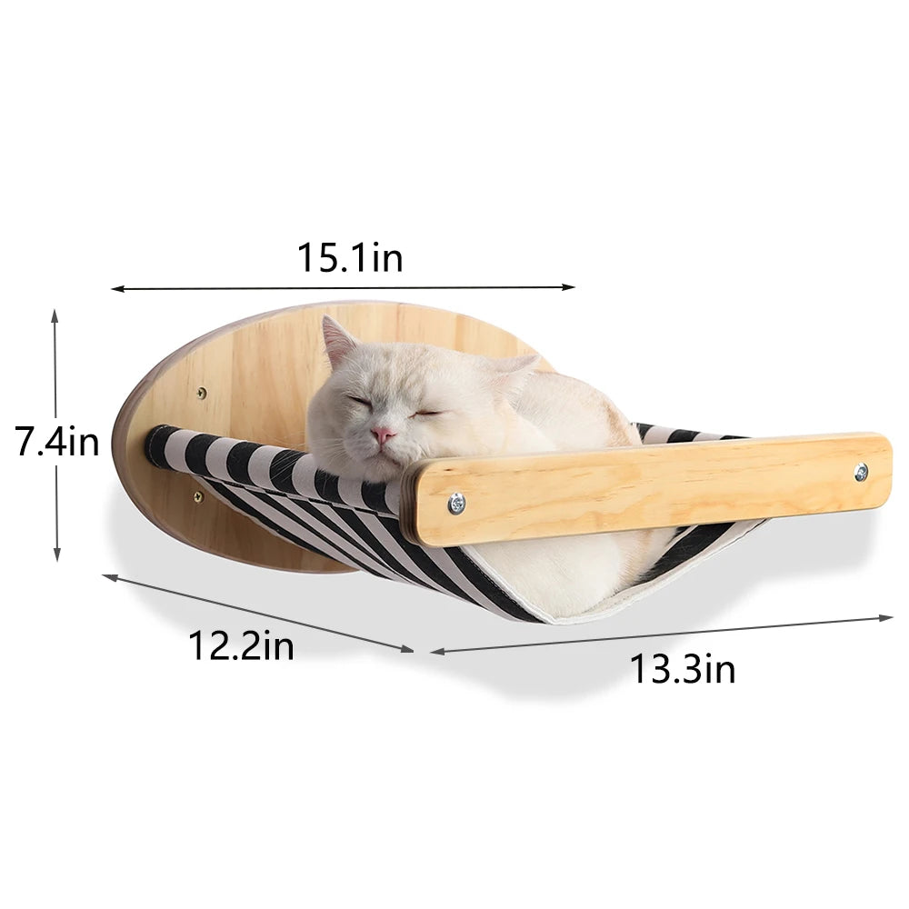 Wall-Mounted Cat Climbing Shelf with 4 Steps, Sisal Scratching Post, Pet Tower