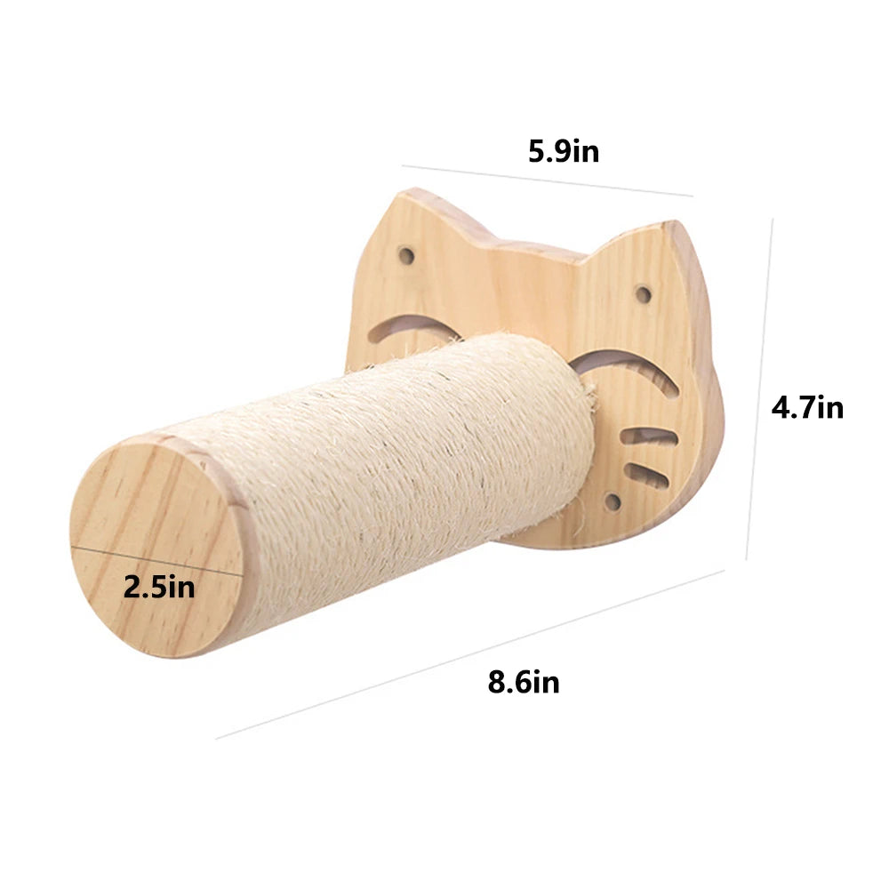 Wall-Mounted Cat Climbing Shelf with 4 Steps, Sisal Scratching Post, Pet Tower