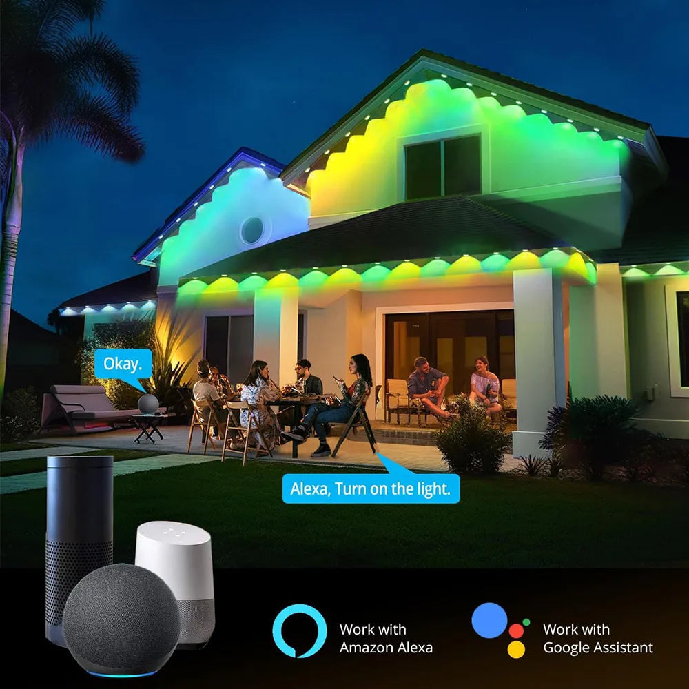 100ft RGBIC Eave Lights – Smart, Waterproof LED String for DIY Outdoor Christmas Decor