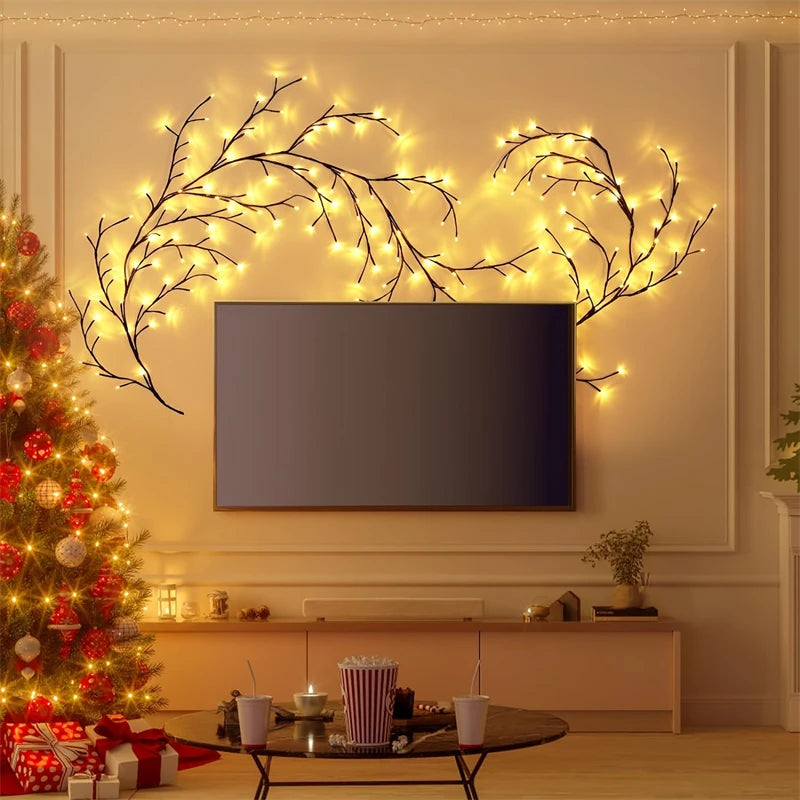 96/72-LED Willow Vine Lights – White Birch Style, 8 Modes for Indoor & Outdoor Decor