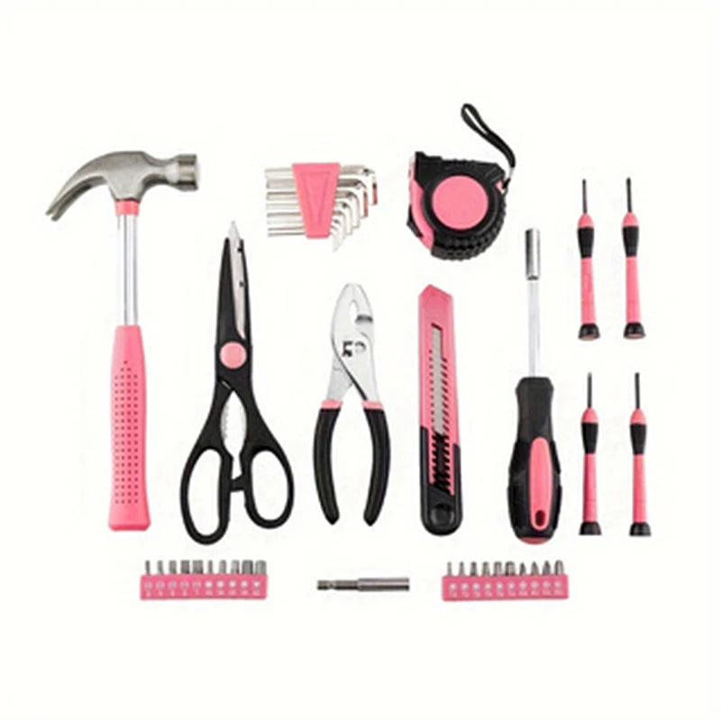39-Piece Pink Tool Kit for Women – Essential Tools for Home, Garage & Office
