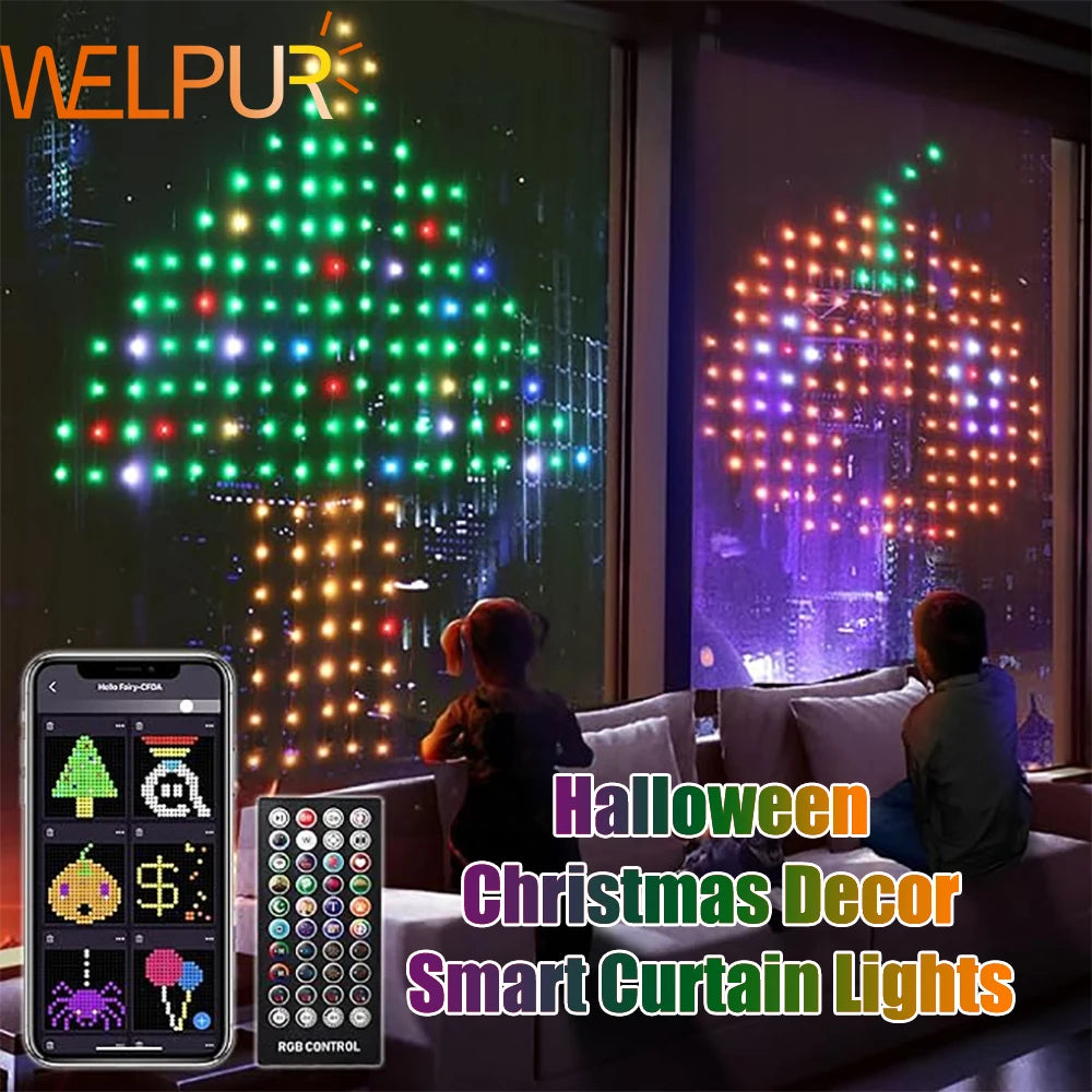 LED Smart Curtain Lights – APP & Music Sync, Remote Control for Party & Holiday Decor