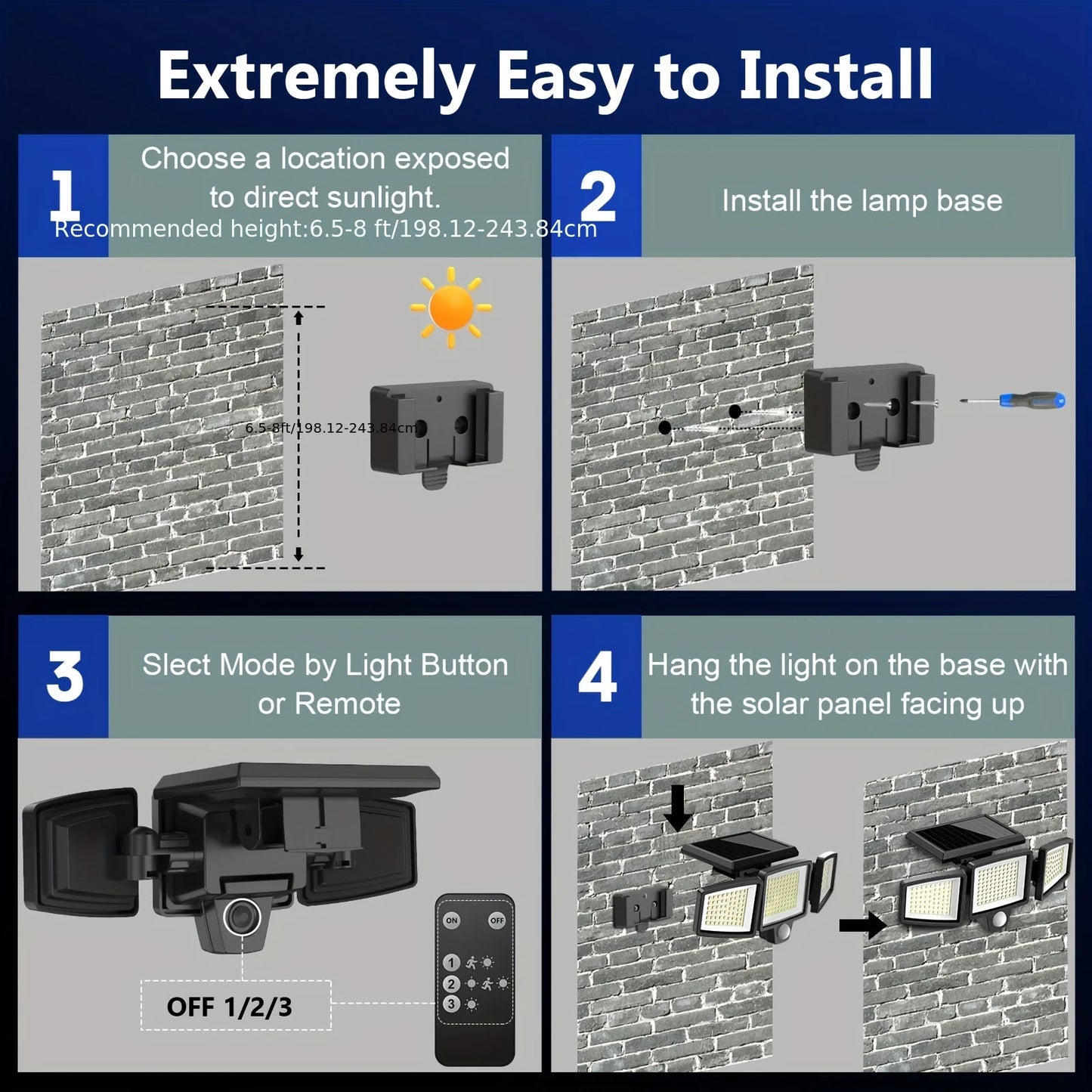 3-Pack Solar Security Lights – 210LED 2500LM Motion Sensor, IP65 Waterproof