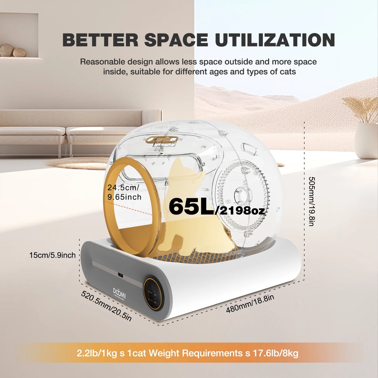 Automatic Self-Cleaning Cat Litter Box with App Control & Litter Mat for Cats