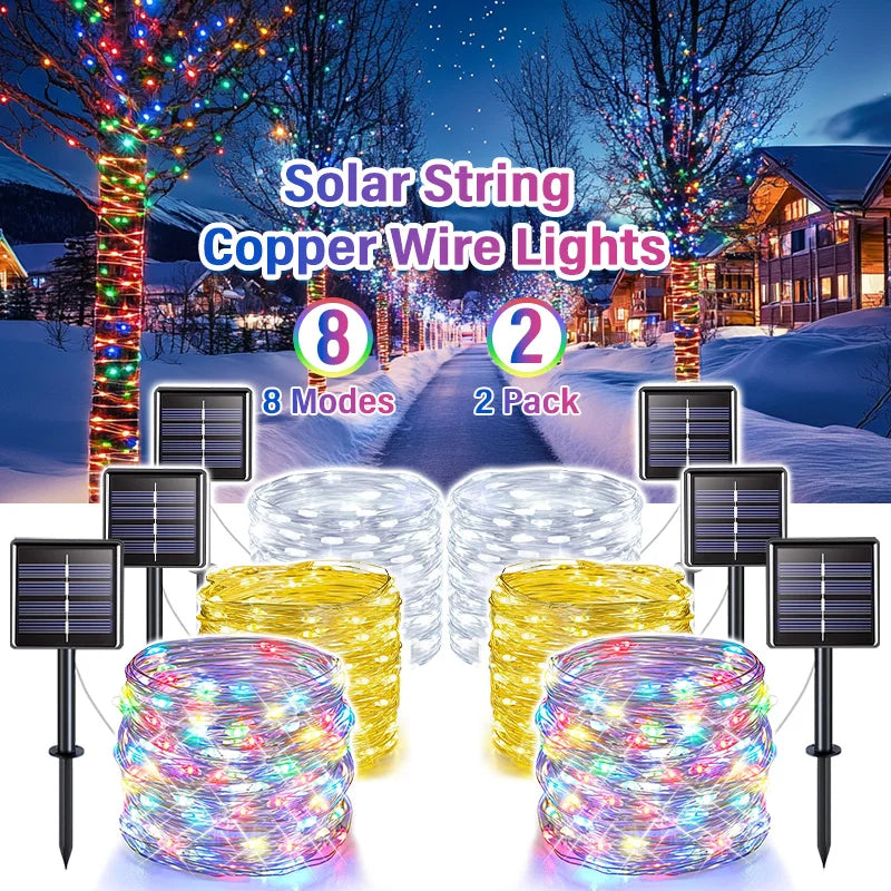7m/12m/22m/32m LED Solar String Light Christams Outdoor Garden Fairy Lights 300Leds Waterproof Lamp for Wedding Party Decor
