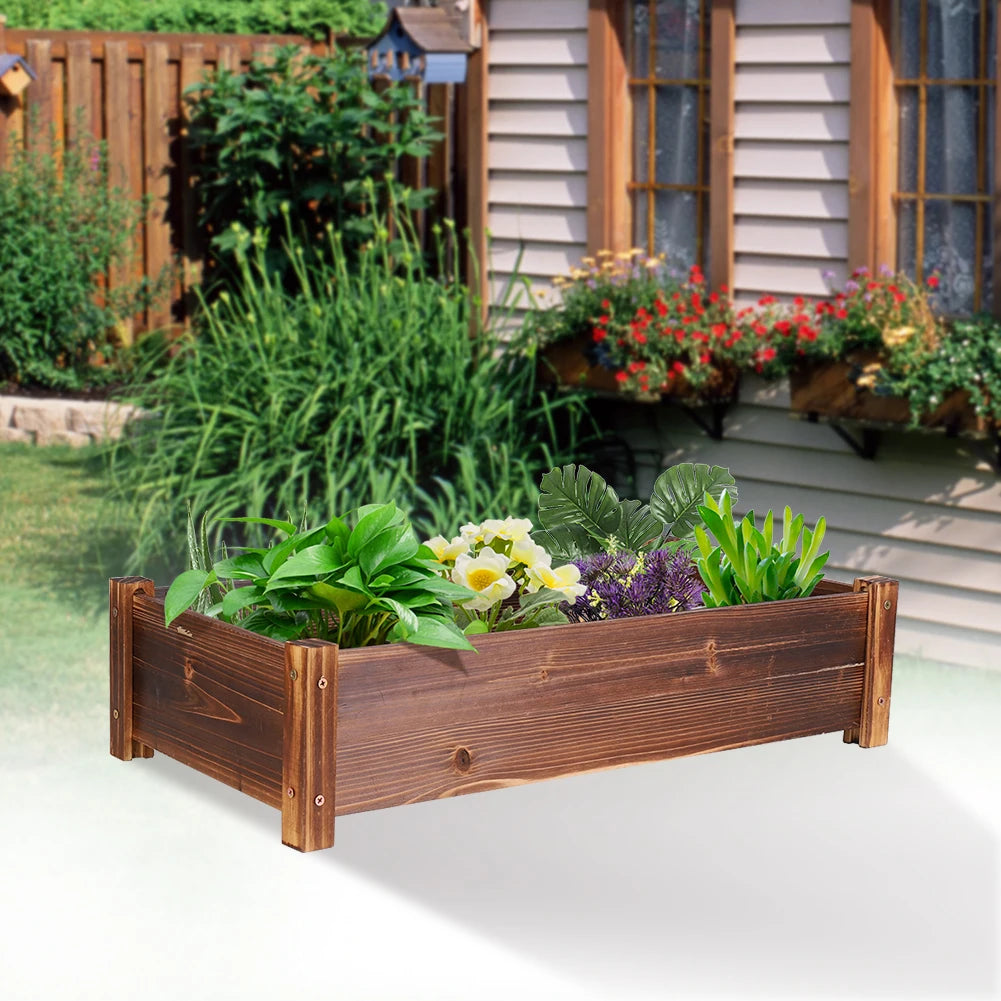 Large Wooden Raised Garden Bed, Elevated Planter Box for Vegetables & Flowers