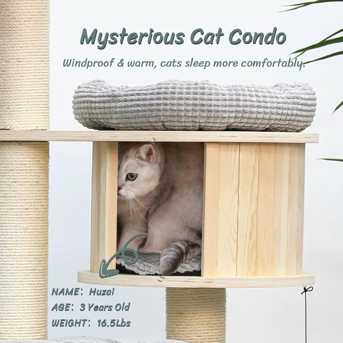 Tall Multi-Level Cat Tree with Scratching Posts for Large Cats up to 20 lbs.