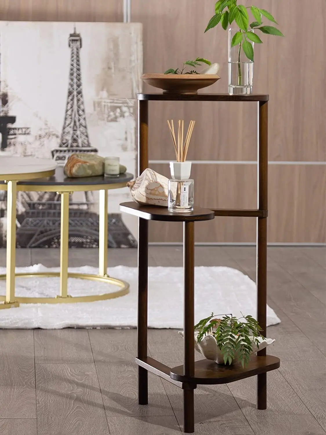 3-Tier Bamboo Corner Plant Stand – Tall Rack for Pots & Storage, Indoor/Outdoor