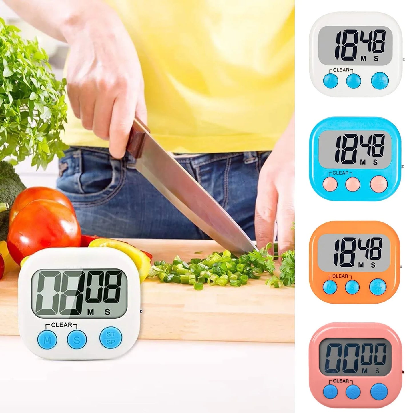 Digital Kitchen Timer Countdown Clock for Cooking, Study, Kids, and Classroom