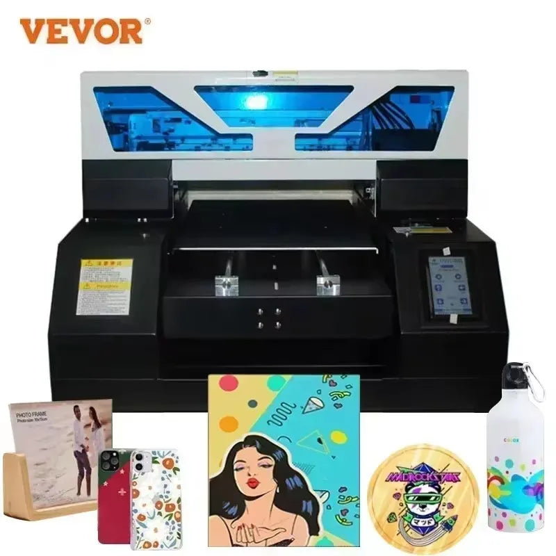 VEVOR A3 A4 UV Flatbed Printer for Stickers, Bottles, Phone Cases & More
