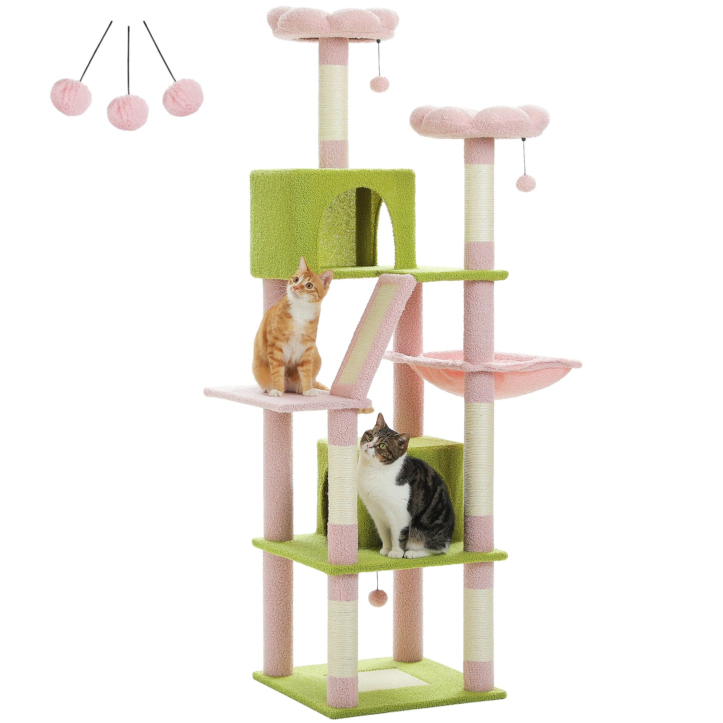Large Cat Tree, Tall Multi-Level Condo with Scratching Posts, Perches, Caves