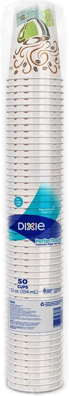 Dixie PerfecTouch 12oz Insulated Paper Hot Cups, 1000 Count, Coffee Haze