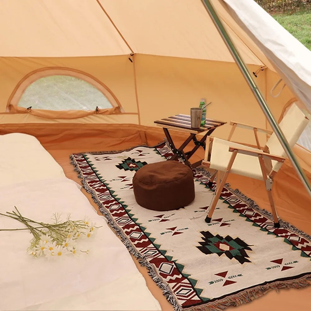 Yurt Canvas Tent with Stove Jack, 4/6/8 Person Family 4-Season Camping Tent