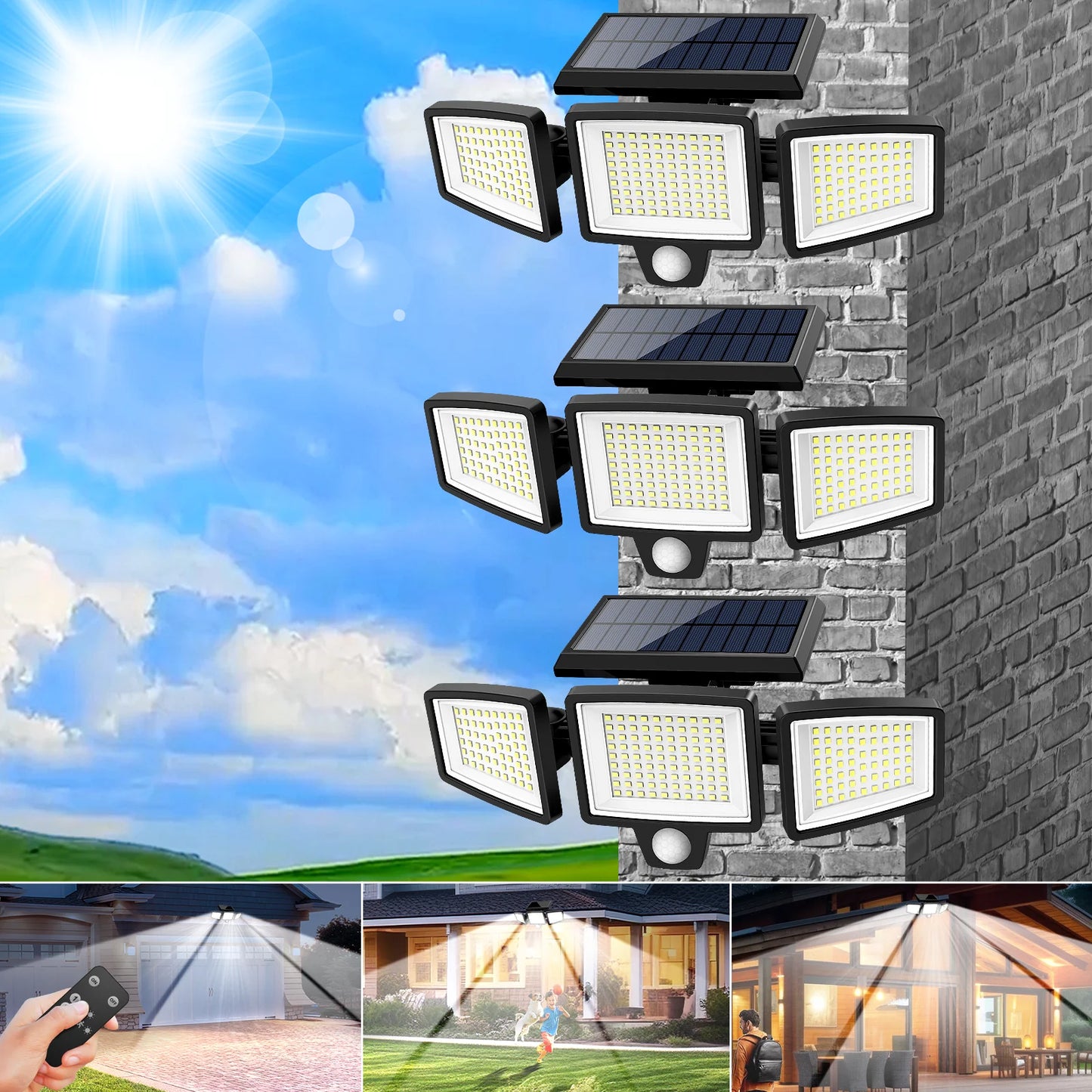 3-Pack Solar Security Lights – 210LED 2500LM Motion Sensor, IP65 Waterproof