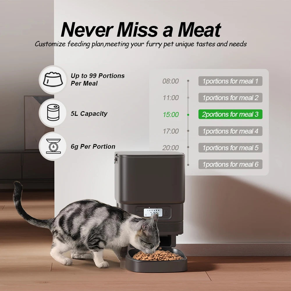 Furpipi Automatic Cat Feeder, Smart Control Pet Food Dispenser for Cats & Dogs
