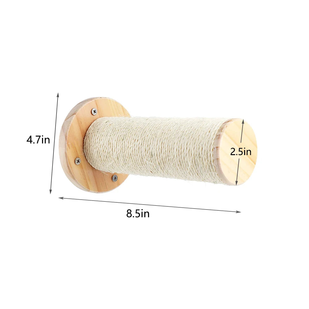 Wall-Mounted Cat Climbing Shelf with 4 Steps, Sisal Scratching Post, Pet Tower
