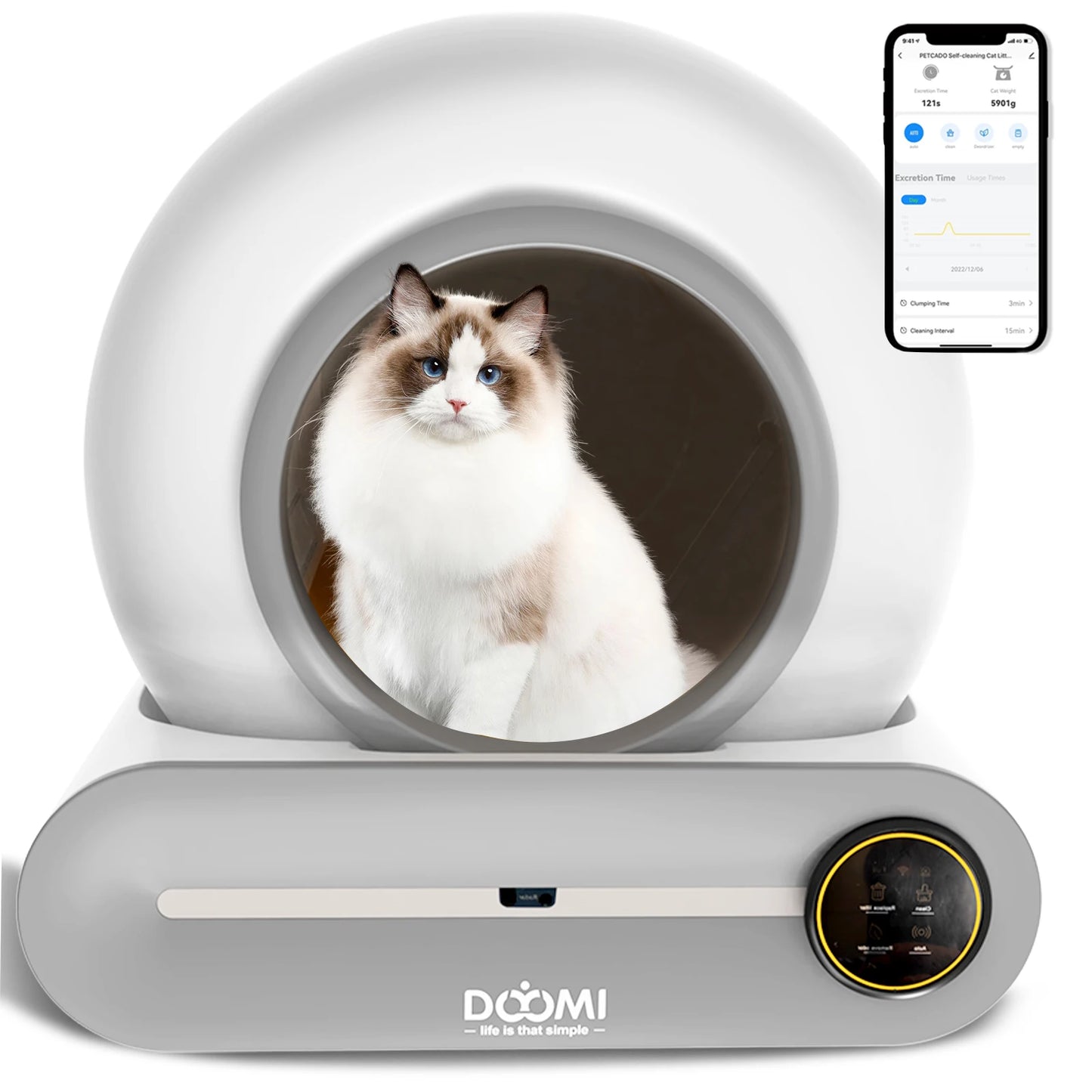 Automatic Self-Cleaning Cat Litter Box with App Control & Litter Mat for Cats