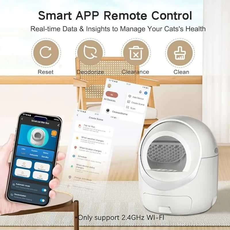 Self-Cleaning Litter Box, Automatic with App Control, Odor Removal & Safety