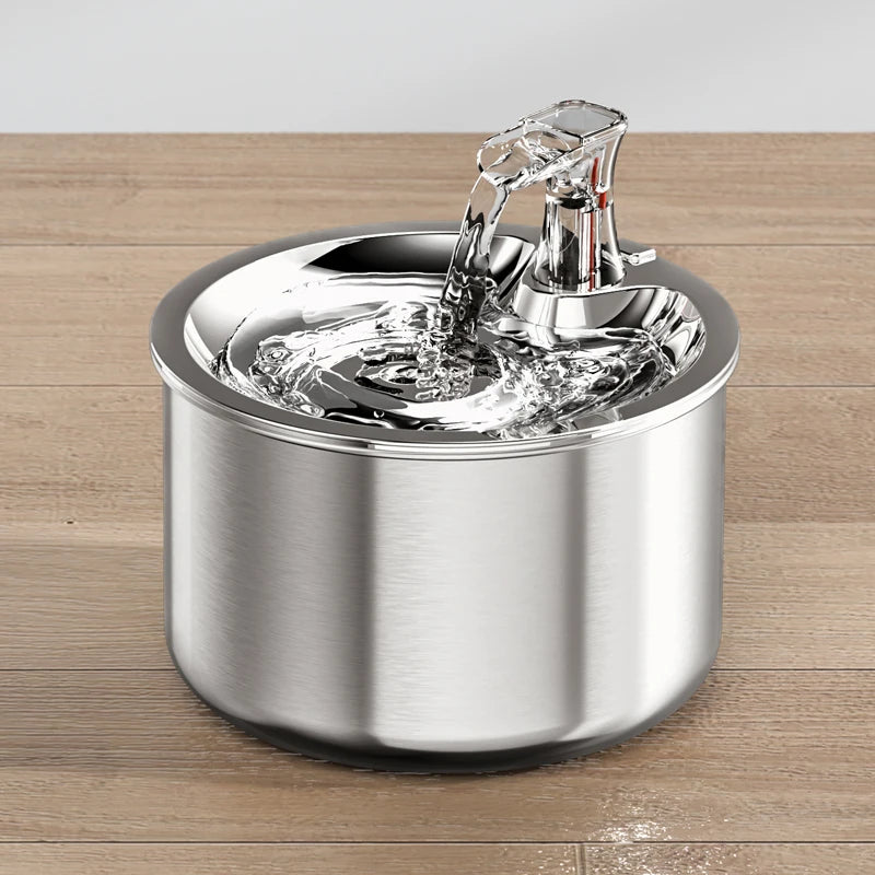2L Stainless Steel Pet Water Dispenser, Automatic Cat Fountain with Sensor & Heater
