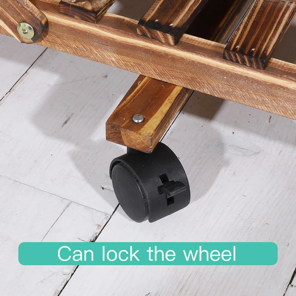 6-Tier Wood Plant Stand – Vertical Carbonized Holder for Indoor & Outdoor Use