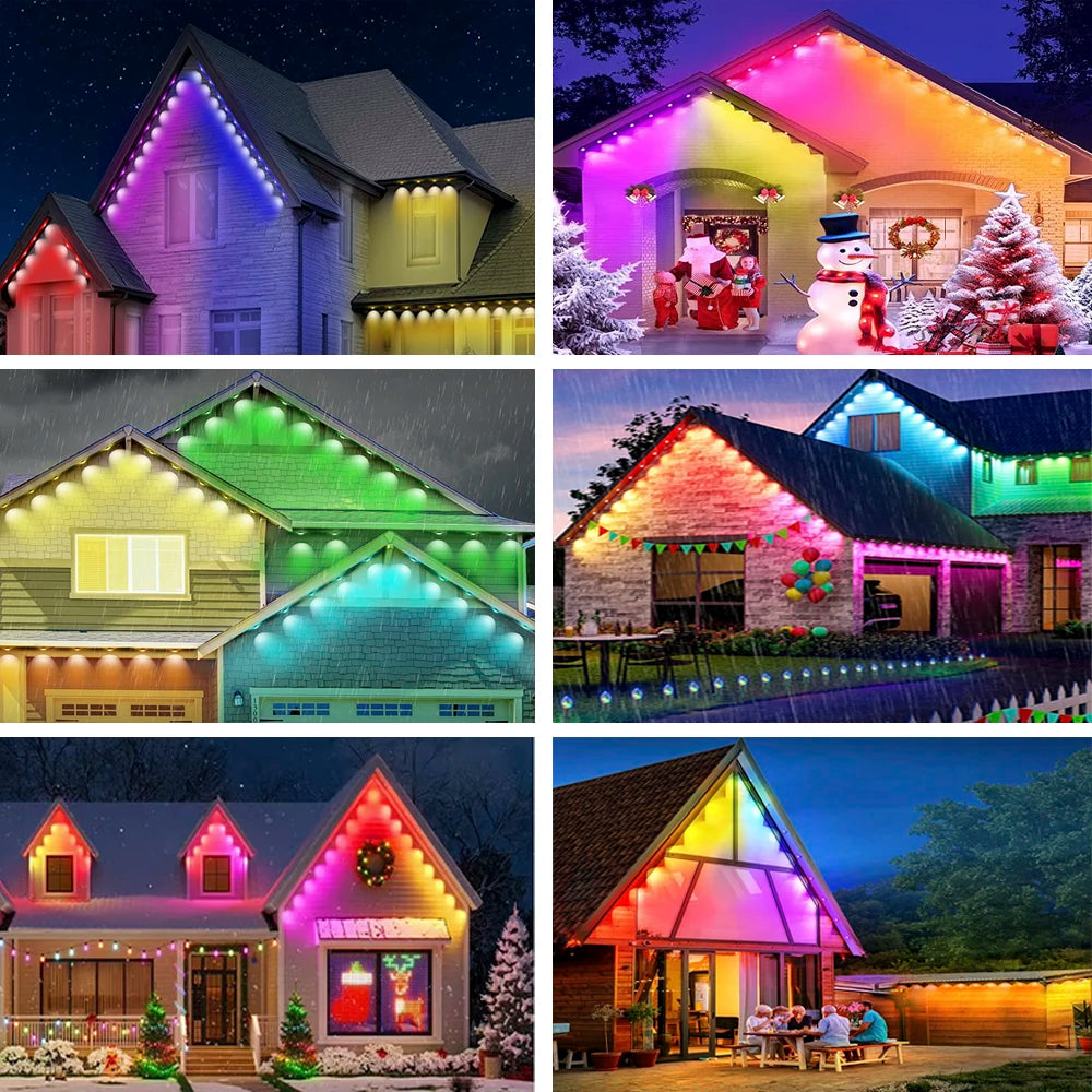 100ft RGBIC Eave Lights – Smart, Waterproof LED String for DIY Outdoor Christmas Decor