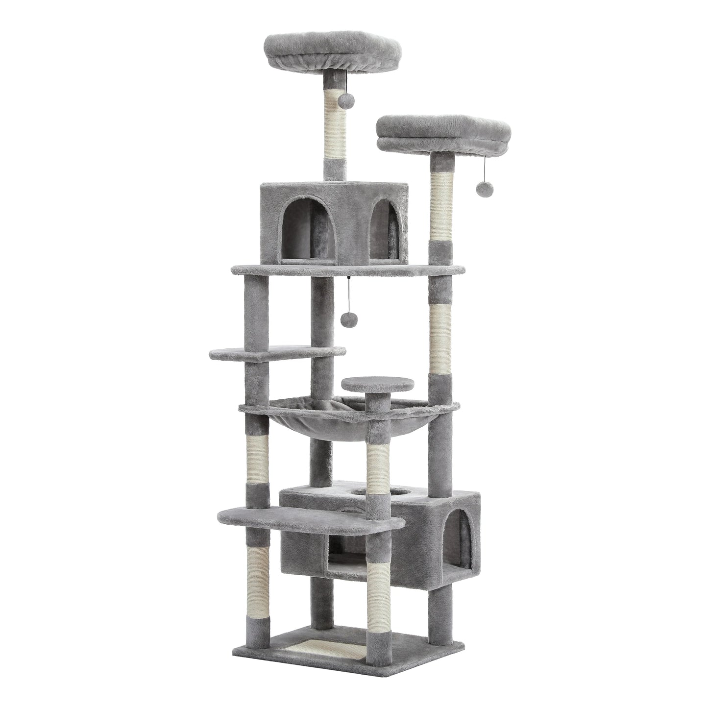 Large Cat Tree, Tall Multi-Level Condo with Scratching Posts, Perches, Caves