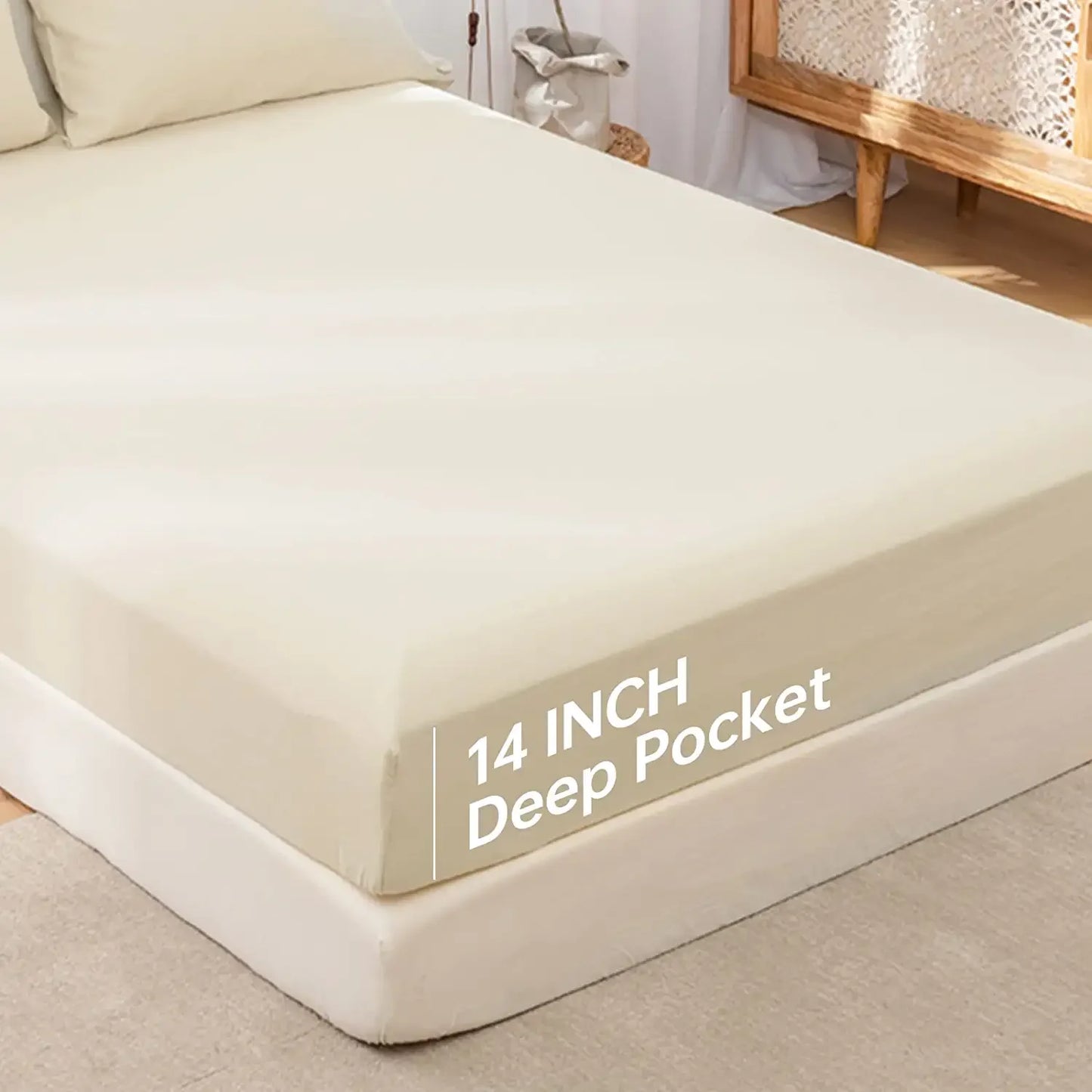 Simple Opulence Linen Fitted Sheet – 14" Deep Pocket, Soft, Breathable Cotton