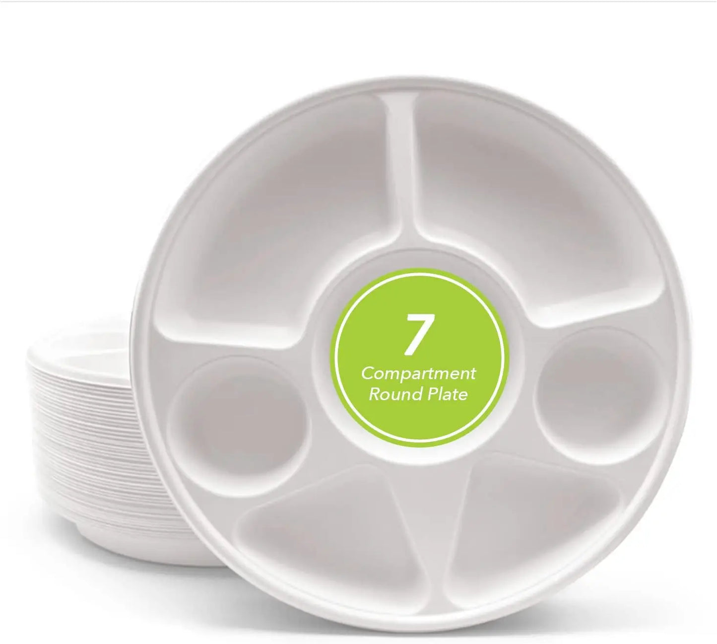 7" Round Bagasse Plates, 200 Ct – Strong, Eco-Friendly, 100% Biodegradable