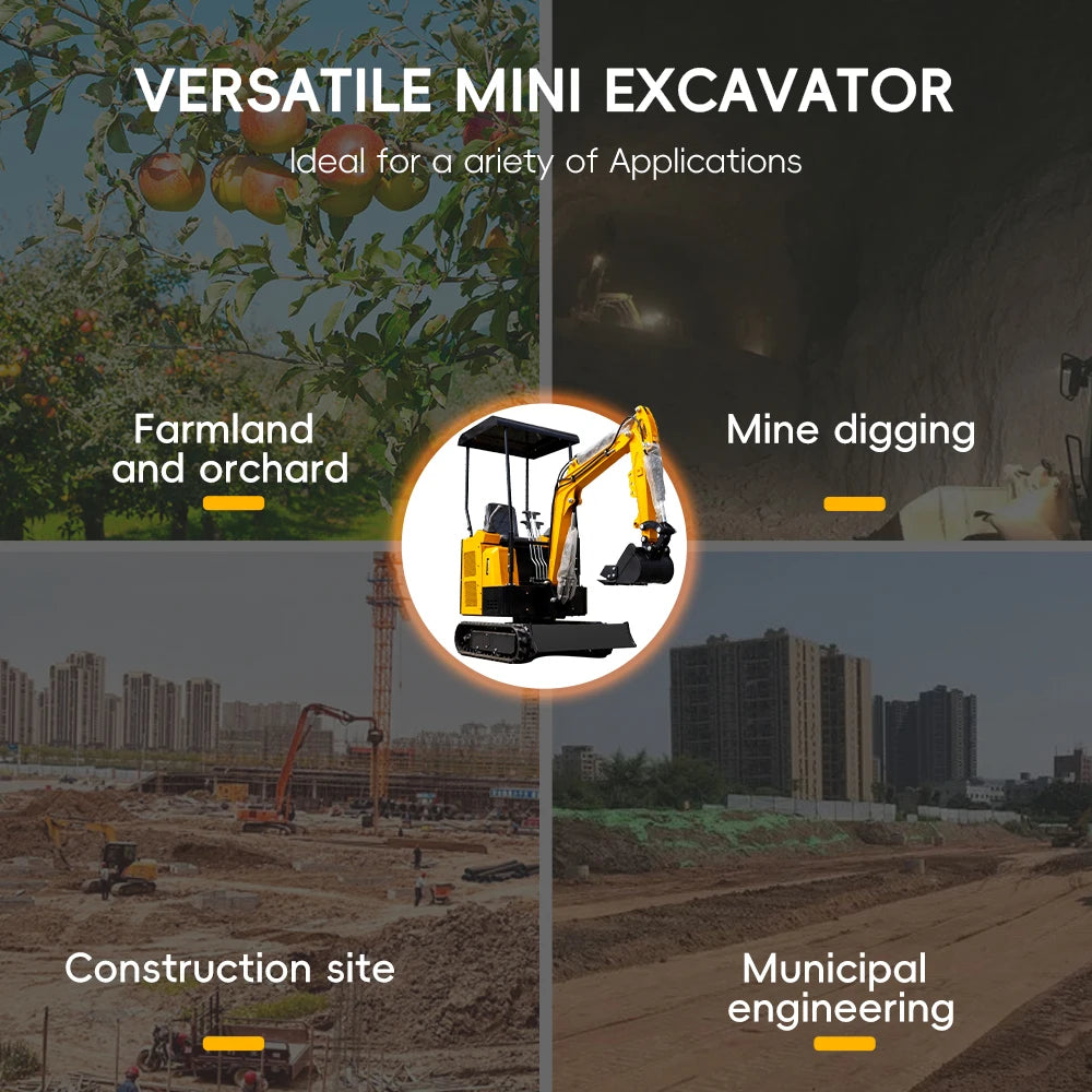 1.5 Ton Mini Excavator Hydraulic Digger for Garden Farm, USA Stock