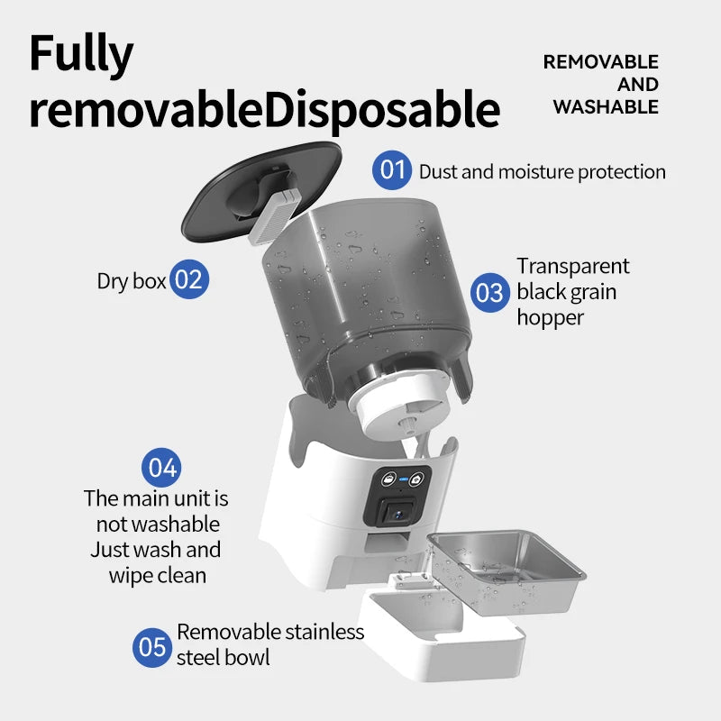 Automatic Pet Feeder for Cats & Dogs, Timed, Quantitative, with Video Option