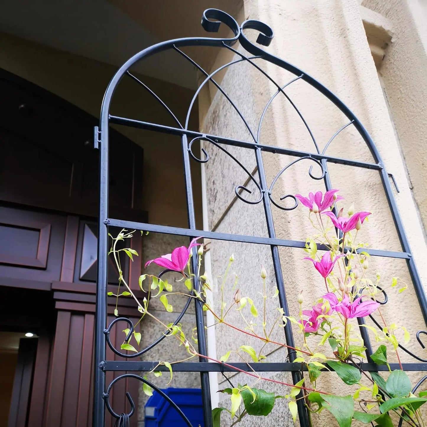4-Pack Metal Garden Trellises – 7.2Ft Iron Support for Climbing Plants, Black/Green