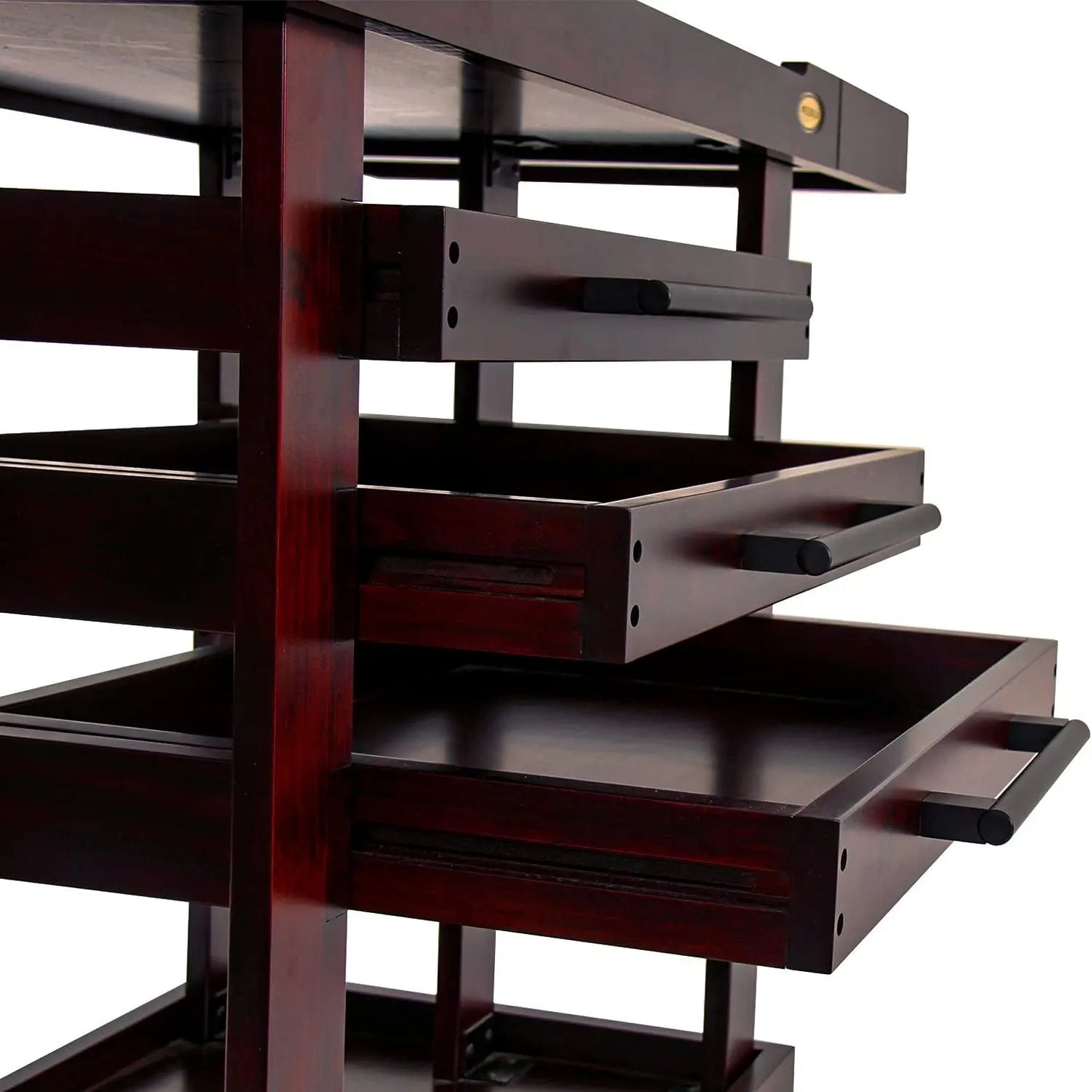 5-Tier Art Supply Storage Cart, Beech Wood Rolling Cart with 3 Drawers