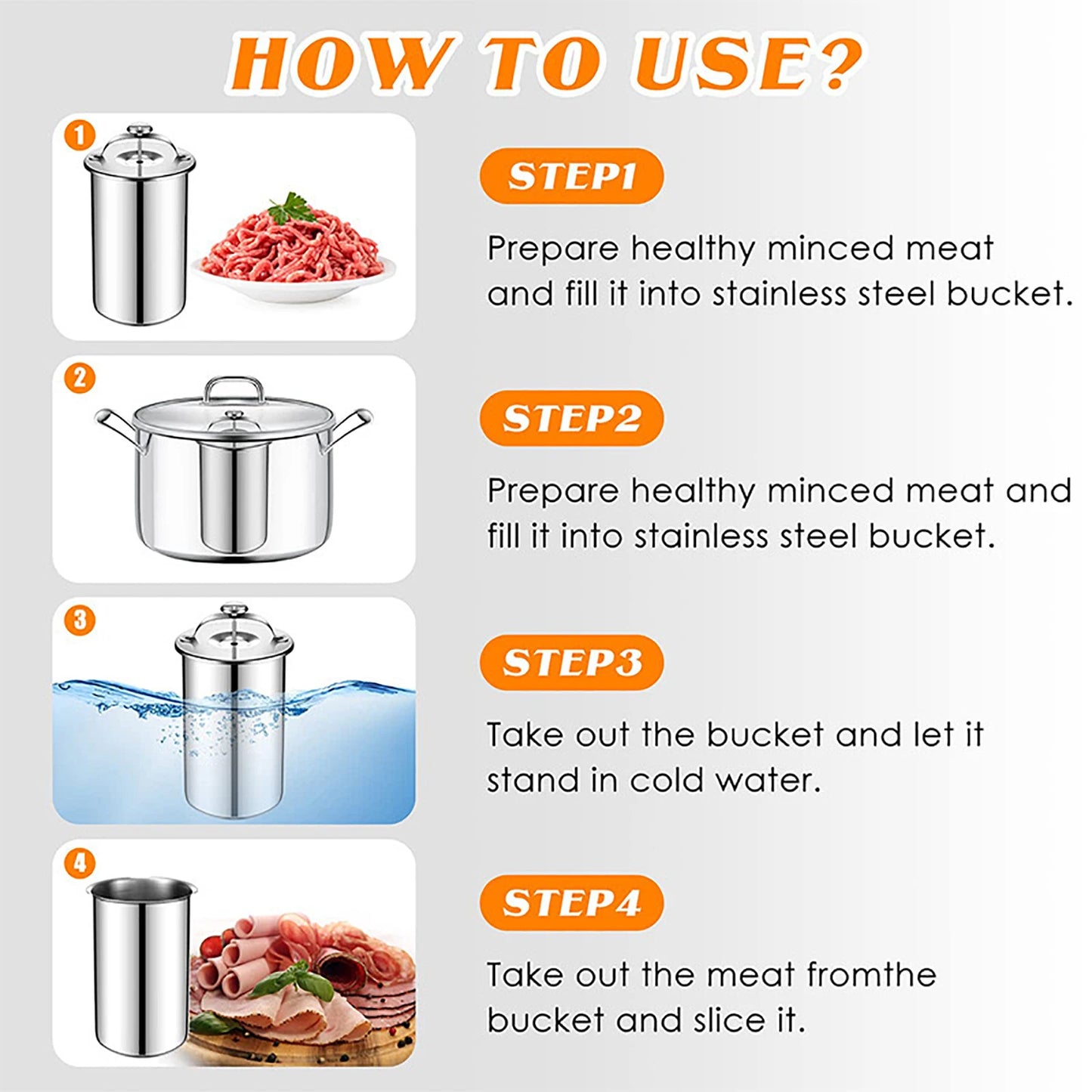 Stainless Steel Ham Maker Meat Press Cooker Deli Meat Press Mold with Thermometer for Pork Poultry Cooking Kitchen Accessories