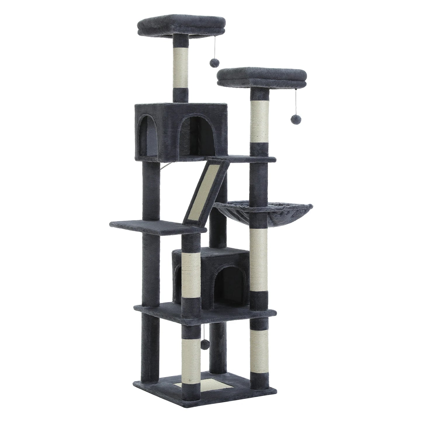 Large Cat Tree, Tall Multi-Level Condo with Scratching Posts, Perches, Caves