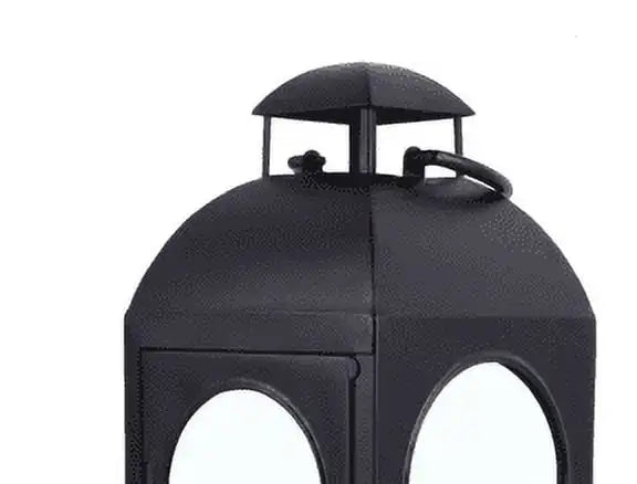 20" Decorative Black Metal Pillar Candle Holder Lantern, Large