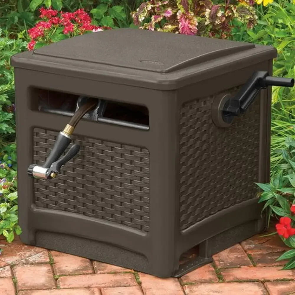 225ft Smart Trak Wicker Garden Hose Reel Hideaway, Lightweight & Weather-Resistant