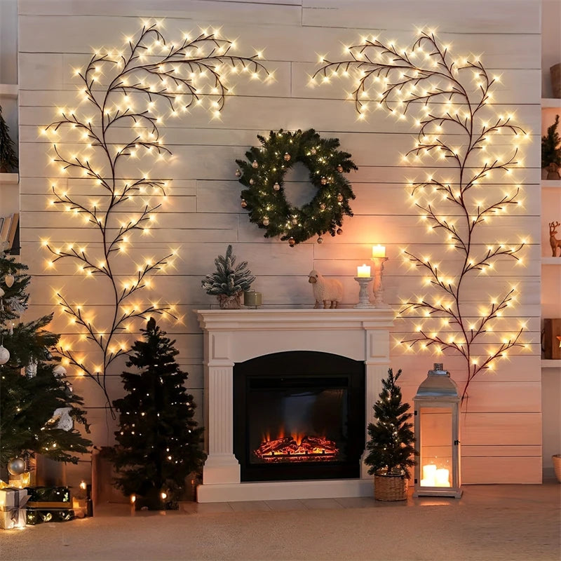 96/72-LED Willow Vine Lights – White Birch Style, 8 Modes for Indoor & Outdoor Decor