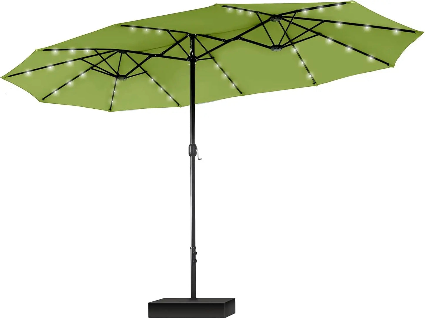 15ft Large Patio Umbrella – Solar Lights, Rectangular, with Base Included