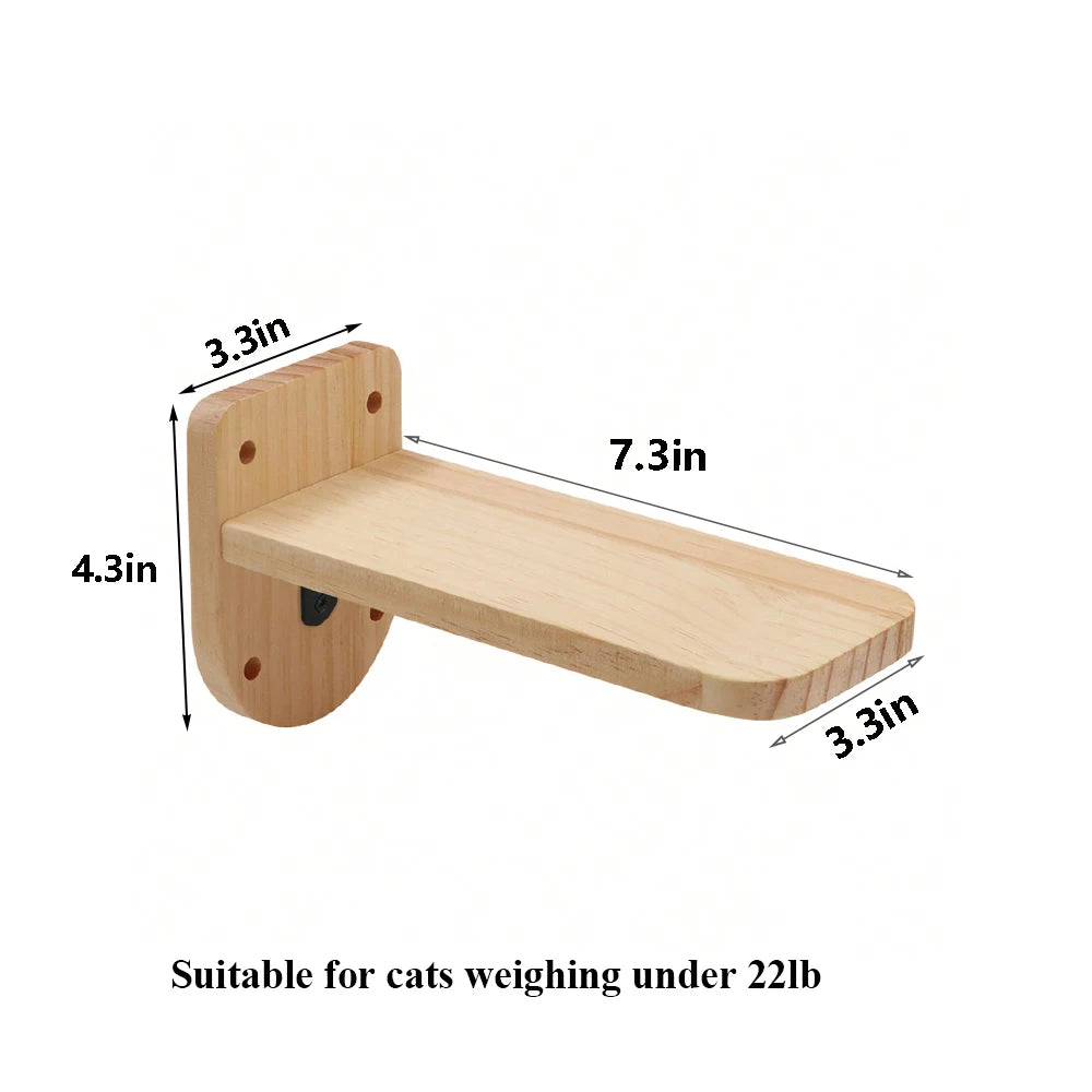 Wall-Mounted Cat Climbing Shelf with 4 Steps, Sisal Scratching Post, Pet Tower