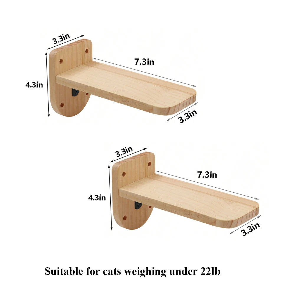 Wall-Mounted Cat Climbing Shelf with 4 Steps, Sisal Scratching Post, Pet Tower
