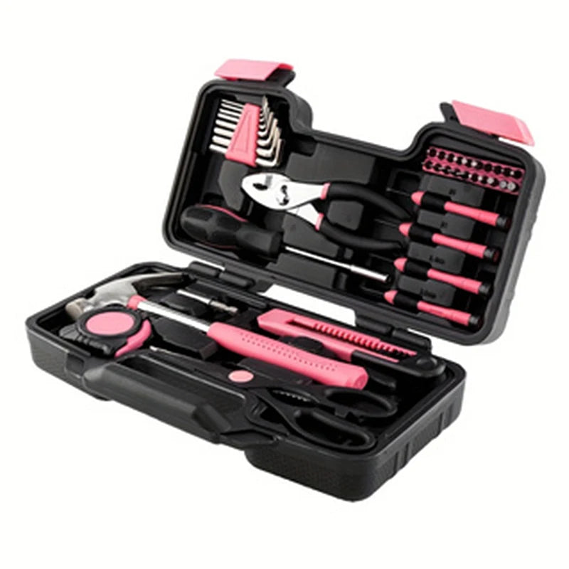 39-Piece Pink Tool Kit for Women – Essential Tools for Home, Garage & Office
