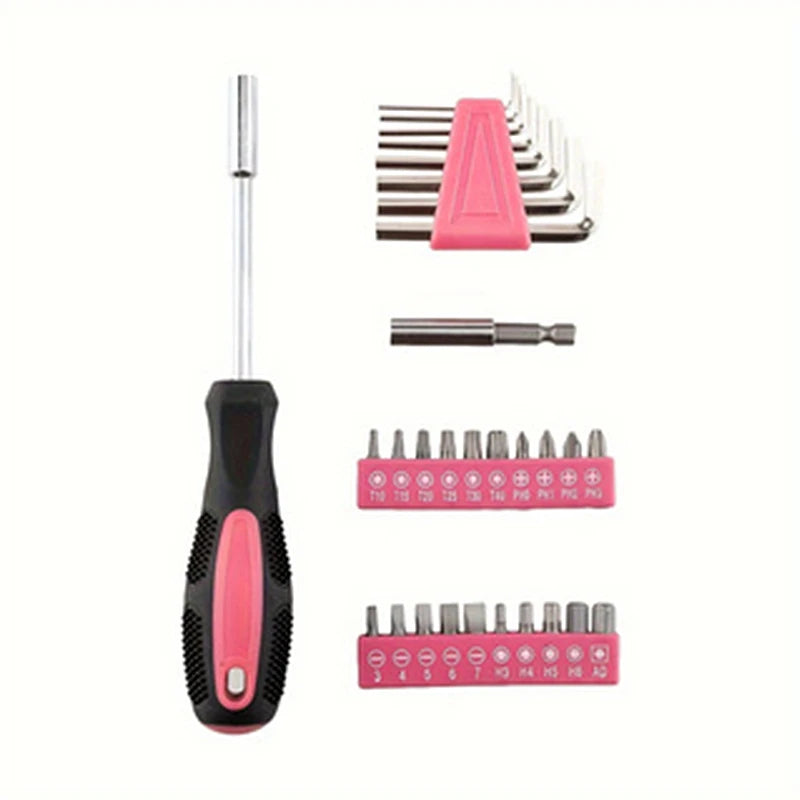 39-Piece Pink Tool Kit for Women – Essential Tools for Home, Garage & Office