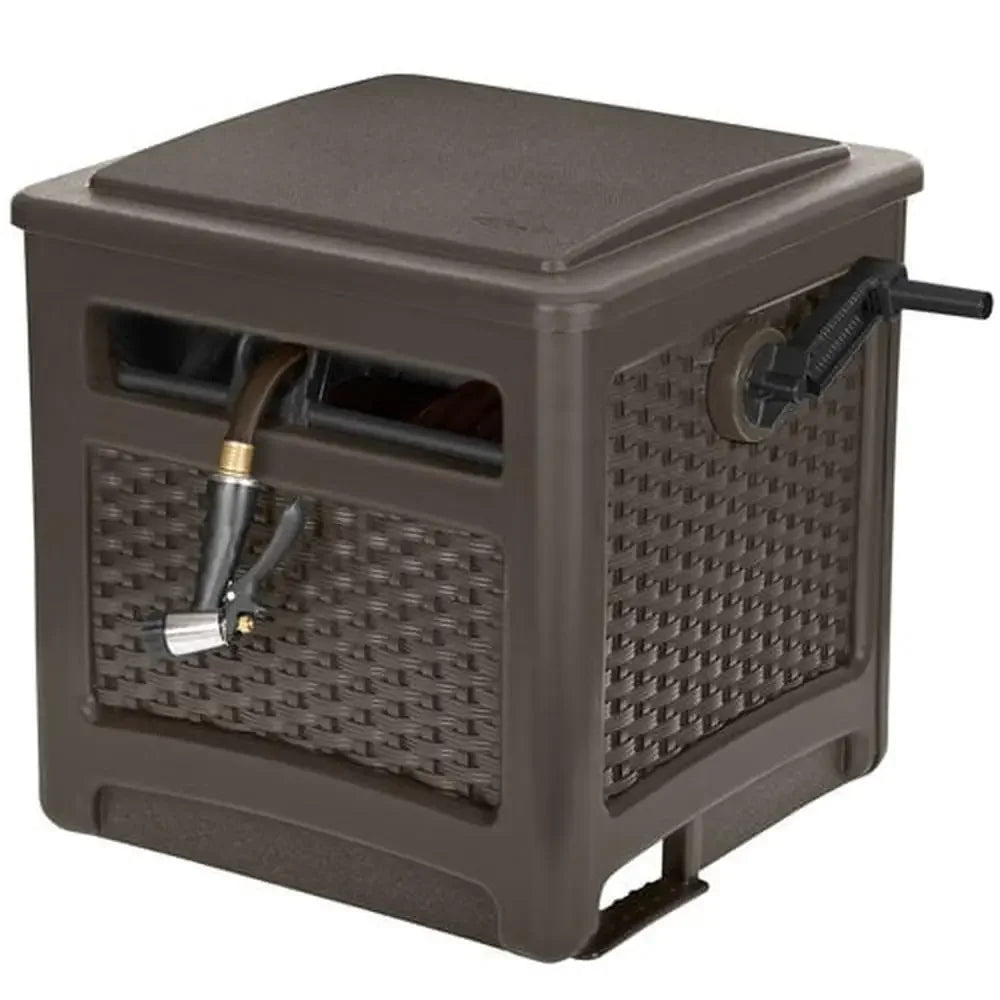 225ft Smart Trak Wicker Garden Hose Reel Hideaway, Lightweight & Weather-Resistant