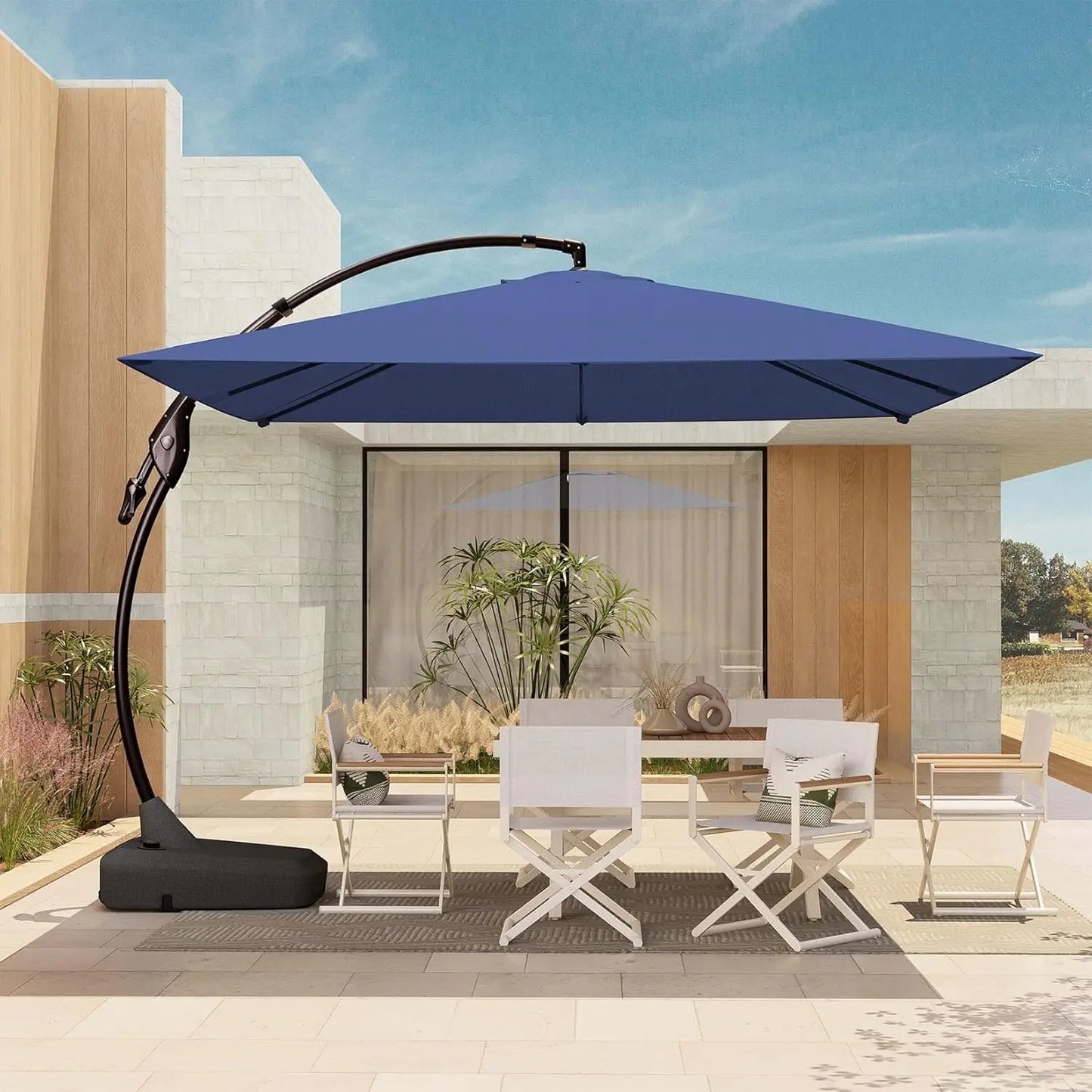 10x10 FT Square Cantilever Patio Umbrella – Aluminum, Offset with Base Included